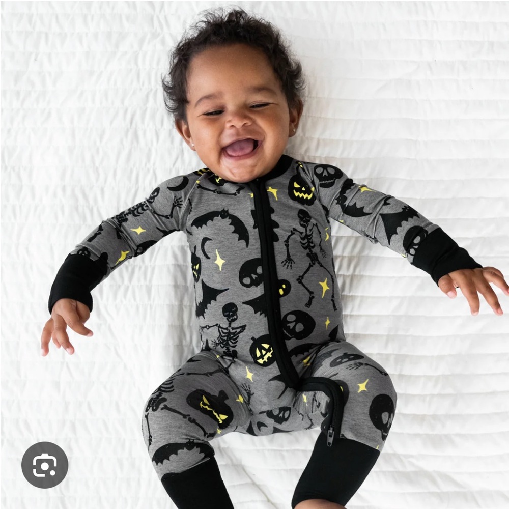 Little Sleepies Halloween Skeleton Footie - Gray and Black